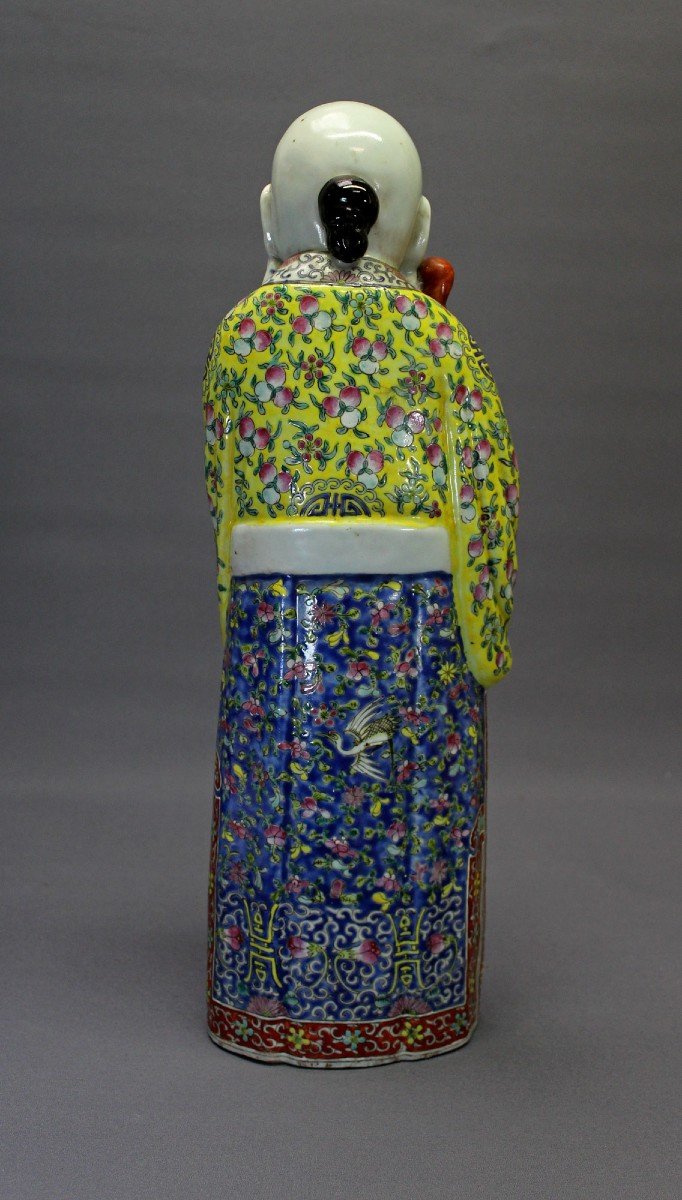 Large Antique Chinese Porcelain Shou Lao God Of Longevity Seal Mark-photo-4