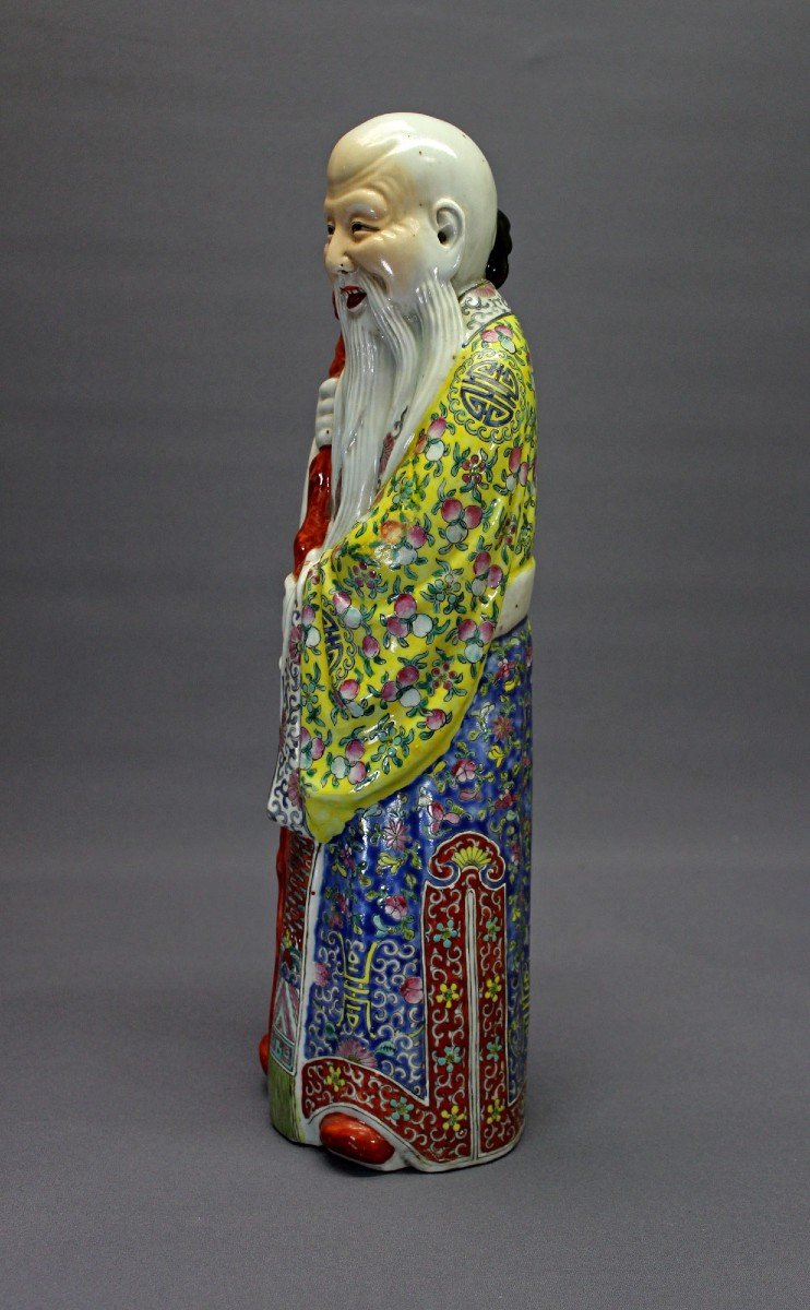 Large Antique Chinese Porcelain Shou Lao God Of Longevity Seal Mark-photo-1