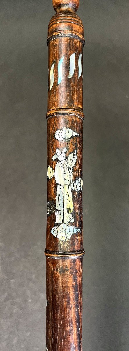 Antique  Vietnamese Flute Carved Wood Inlaid With Mother-of-pearl-photo-3