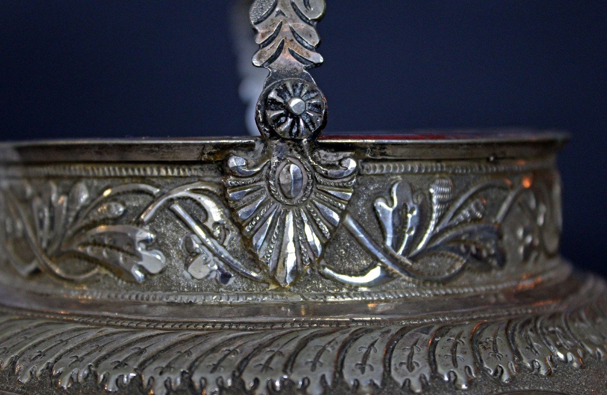 Antique Islamic Hammam Bowl Solid Silver Algerian Setla C19th French Hallmark-photo-1
