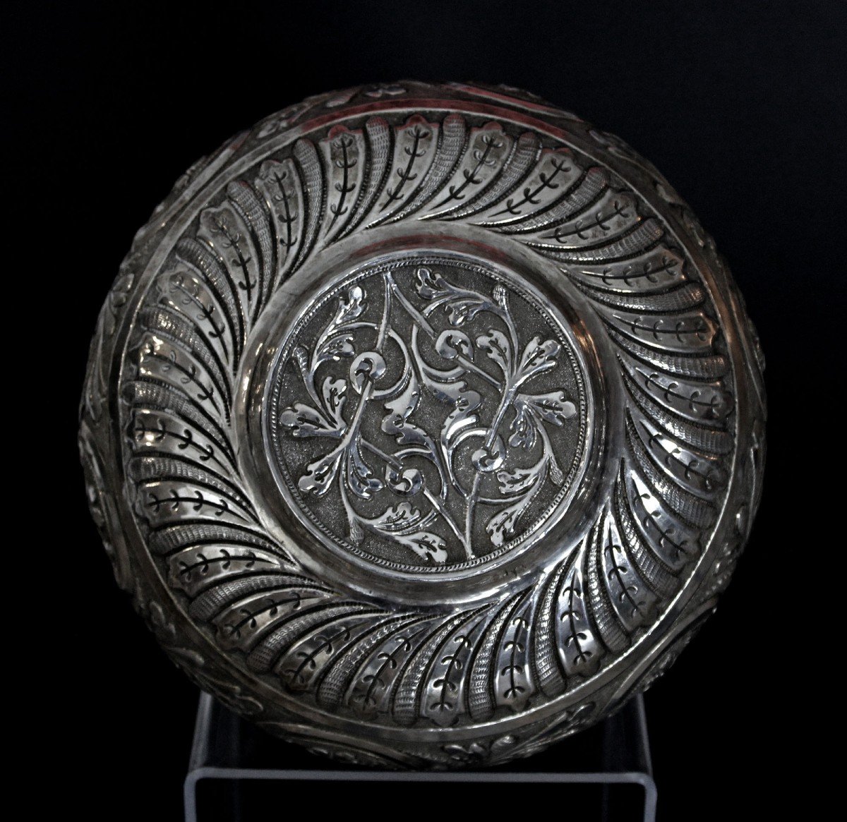 Antique Islamic Hammam Bowl Solid Silver Algerian Setla C19th French Hallmark-photo-3