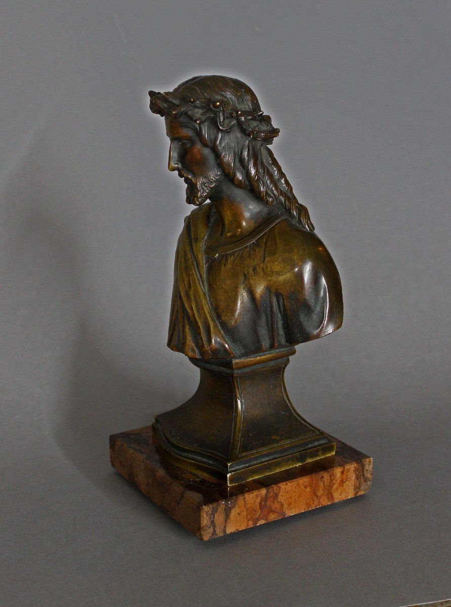 French Bronze Bust Jesus The Man Of Sorrows (christ Crowned With Thorns) 19th Century-photo-4