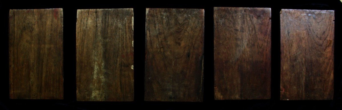 5 Indian Carved Wood Panels God And Goddess Hindu Temple 17th Century-photo-8