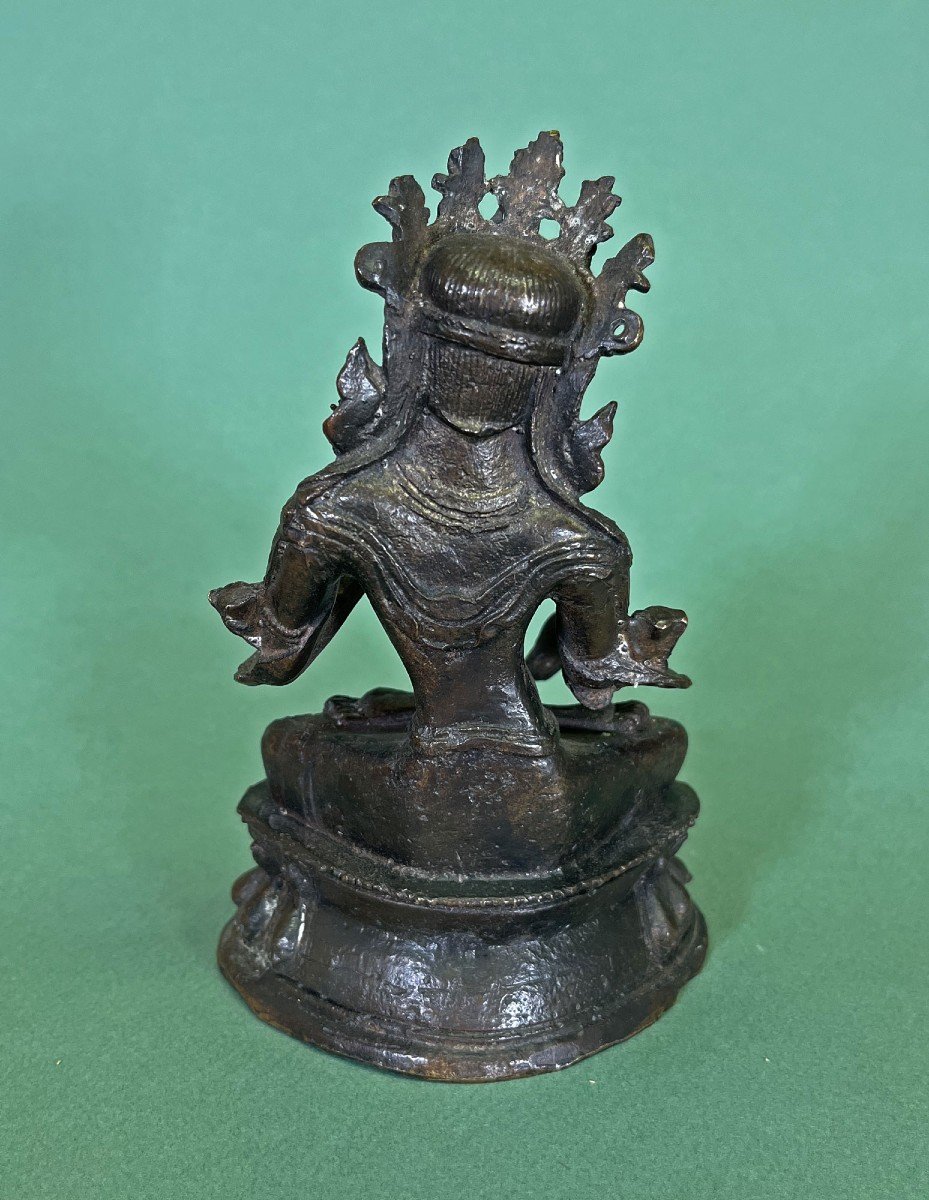 Bronze Antique Sino-tibétain Tara Ming C17ème - Bouddha Bouddhiste Tibet Chinois-photo-3