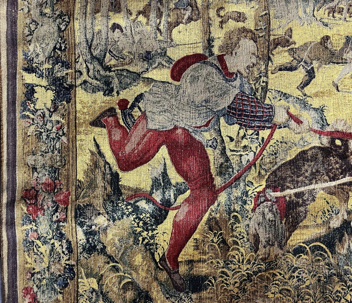 Ateliers D’art De Rambouillet -antique French Tapestry  The Hunt Of Maximilian - Gobelins XVII-photo-2