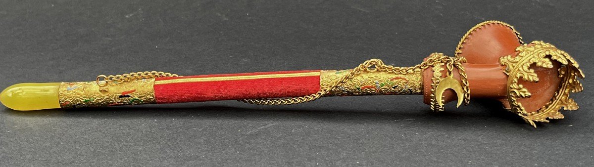 Pipe Tophane Ottomane Turque Antique Chibouk Parfait état Fabricant Luka-photo-2