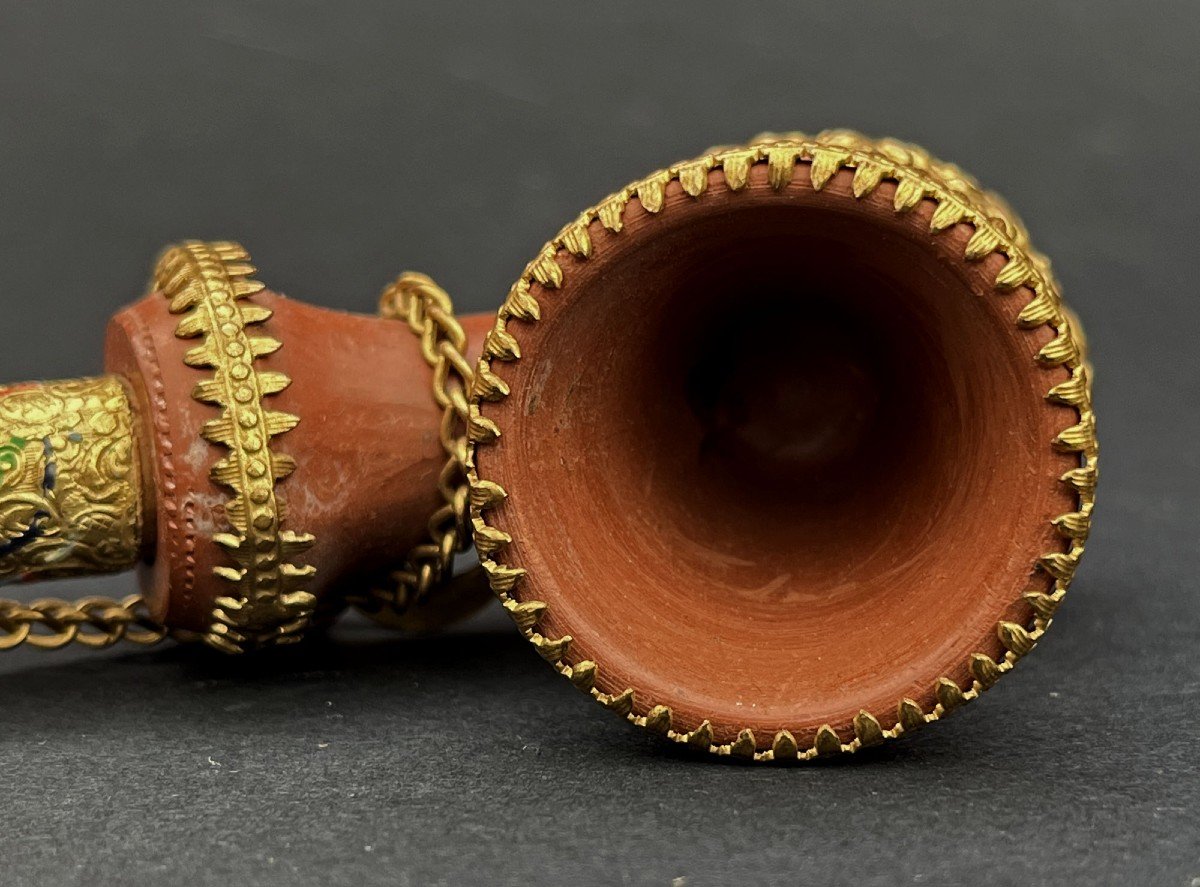 Pipe Tophane Ottomane Turque Antique Chibouk Parfait état Fabricant Luka-photo-3