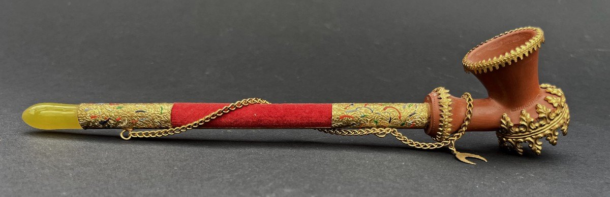 Pipe Tophane Ottomane Turque Antique Chibouk Parfait état Fabricant Luka
