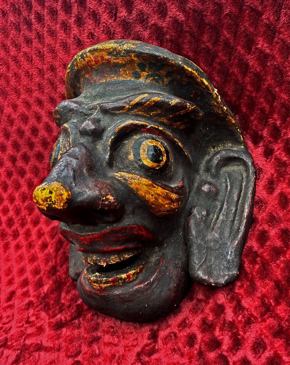 Masque Tribal Antique Himalaya Népal Tibet Papier Maché-photo-3