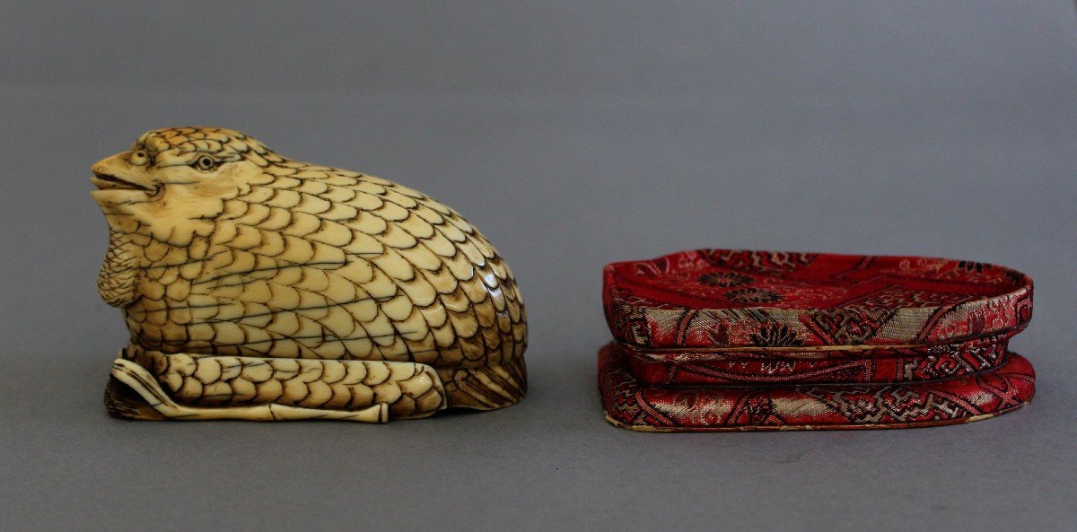Ivoire Chinois Antique Boîte en forme de Caille Dynastie Qing, Période Qianlong lave-brosse-photo-2
