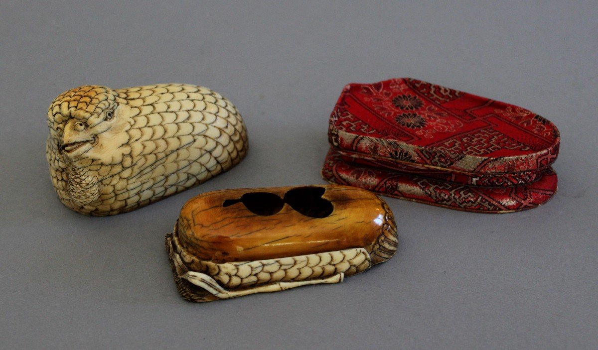Ivoire Chinois Antique Boîte en forme de Caille Dynastie Qing, Période Qianlong lave-brosse-photo-5