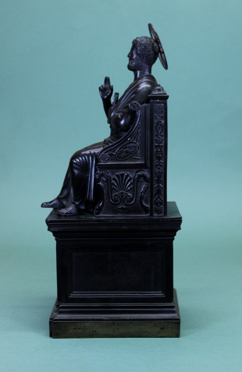 Large Size Grand Tour Bronze C19th Saint Peter Enthroned Catholic Holy Saint Sculpture-photo-1