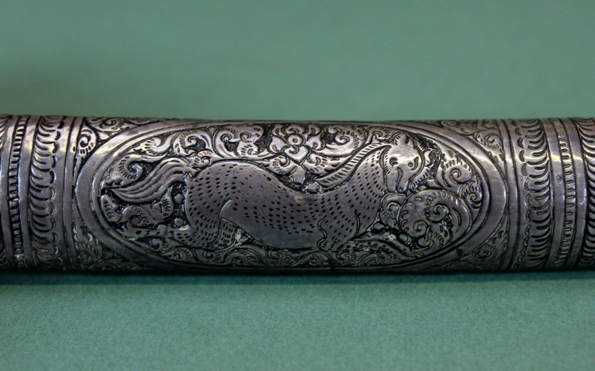 Antique Thai Silver And Bone Dagger-photo-4