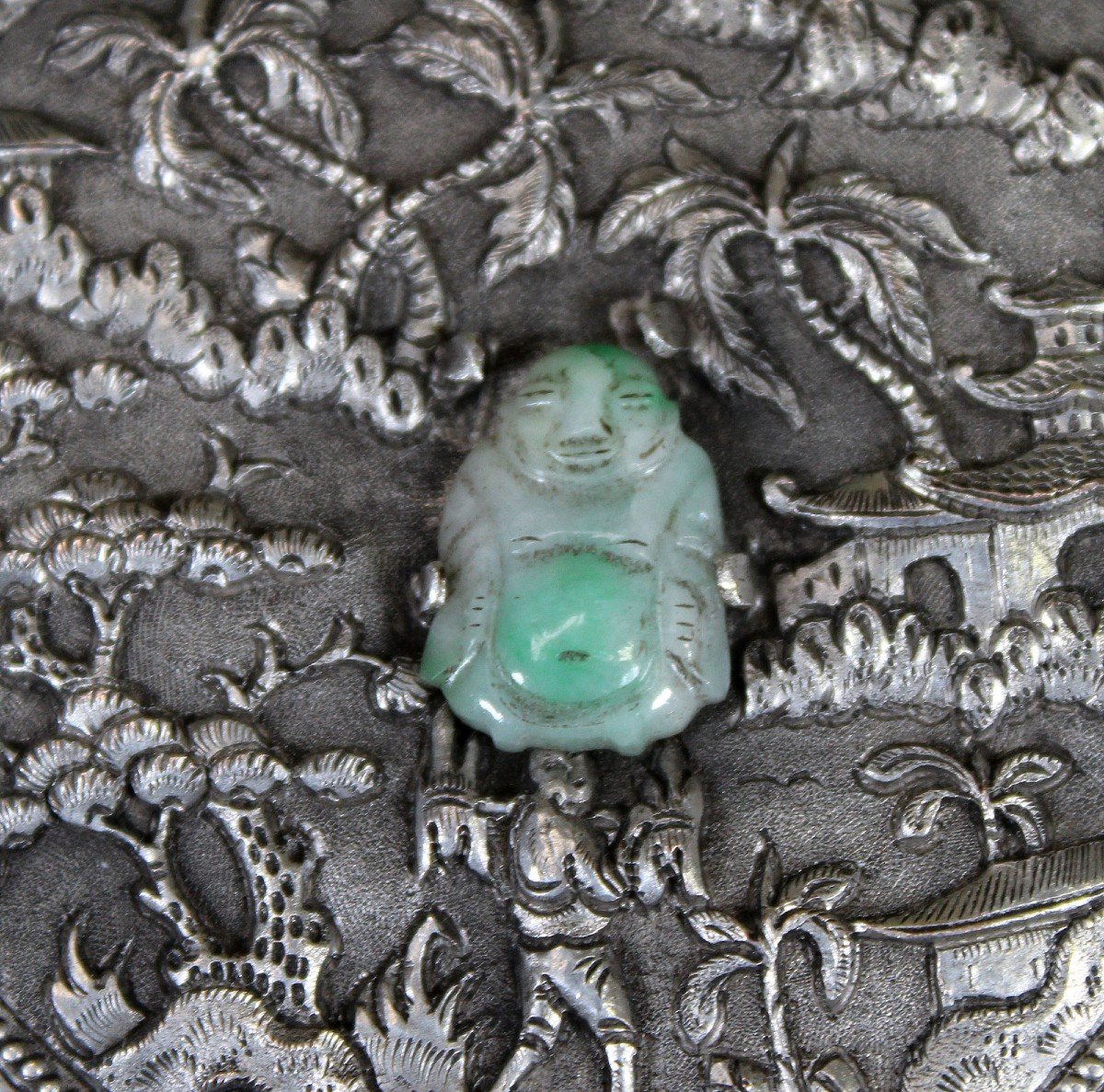 Vietnamien Antique Poudrière Pour Dames   Bouddha De Jade-photo-2