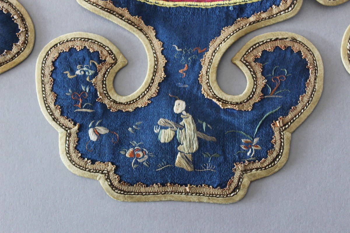 Collier De Robe Broderie En Soie Chinoise Antique Chine-photo-2