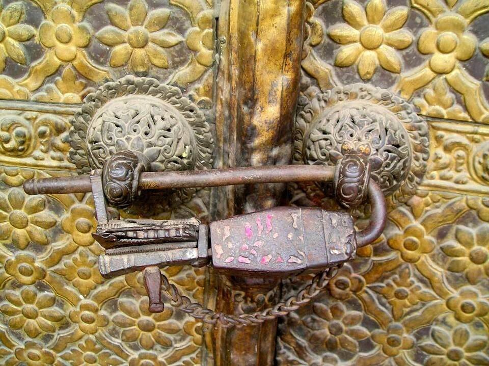Important Large Padlock From Tibetan Or Nepalese Buddhist Temple Antique Lock-photo-7