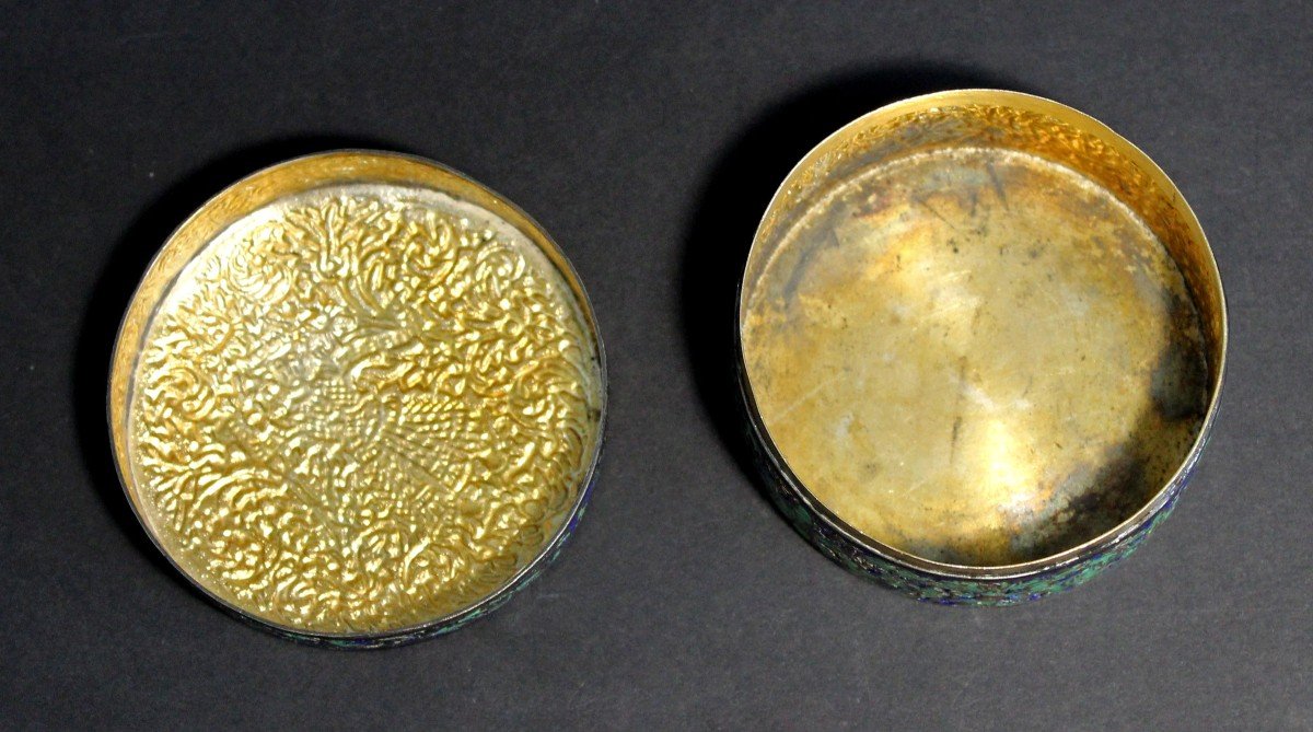 Antique Thai Silver Box Rare Coloured Enamel.-photo-2