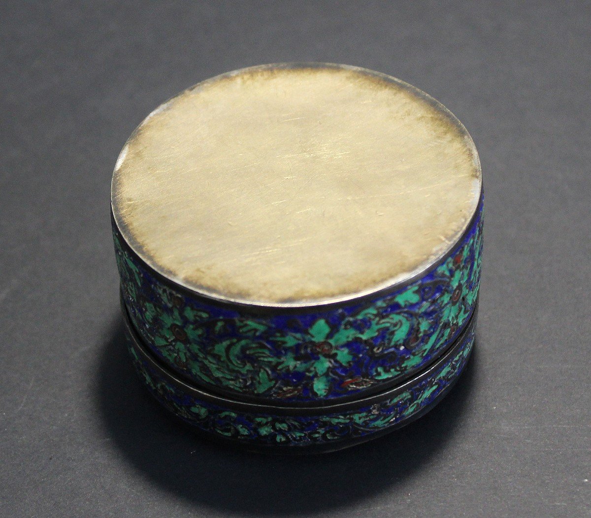 Antique Thai Silver Box Rare Coloured Enamel.-photo-4