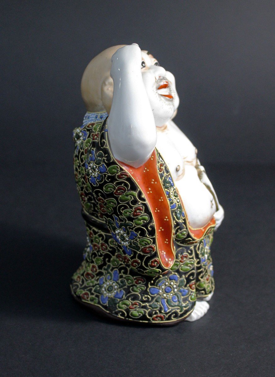 Antique Japanese Satsuma Porcelain Figure Of Hotei God Good Luck-photo-4