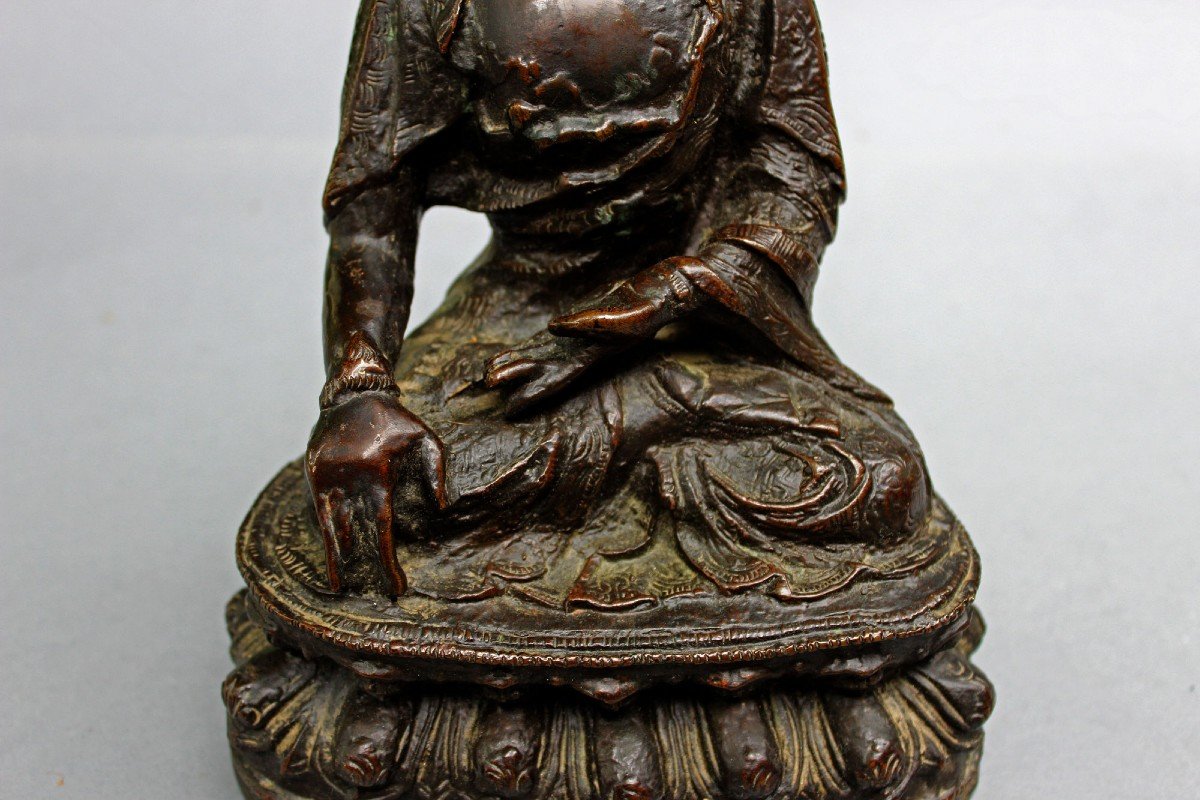 Antique Bronze Historical Buddha Bhumisparsha Mudra Sino-tibetan-photo-2