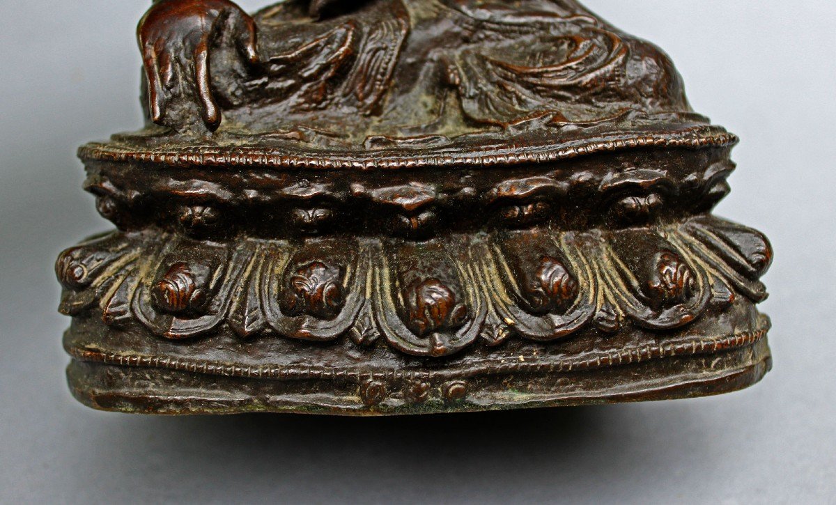 Antique Bronze Historical Buddha Bhumisparsha Mudra Sino-tibetan-photo-3