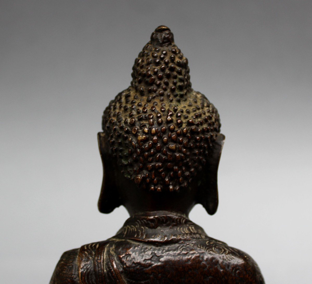 Antique Bronze Historical Buddha Bhumisparsha Mudra Sino-tibetan-photo-4