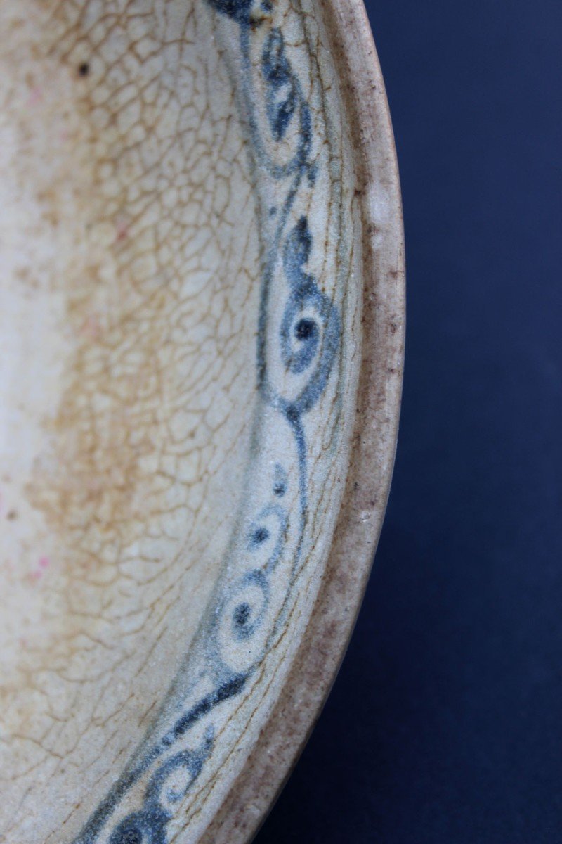 Antique Vietnamese Blue And White Porcelain Dish 15th Century-photo-3