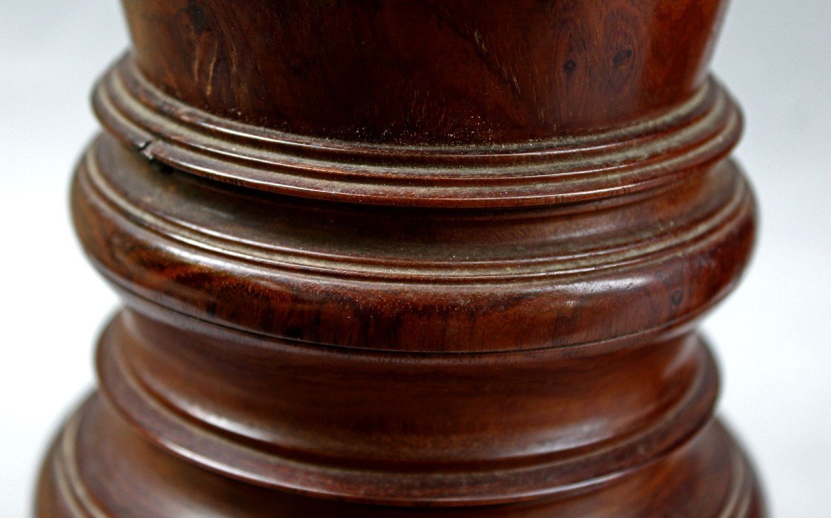 Paire De Vases Chinois Antiques Tournés En Bois De Huanghuali-photo-6