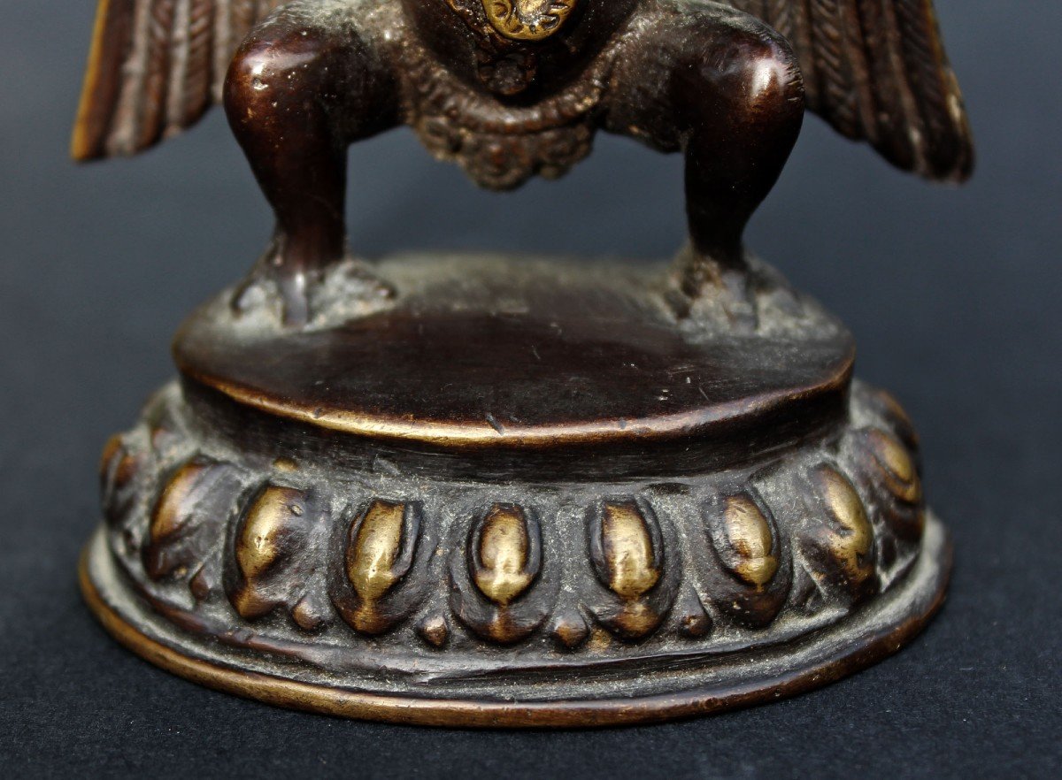 Statue Antique En Bronze Indien Garuda, Dieu Oiseau Hindou-photo-2