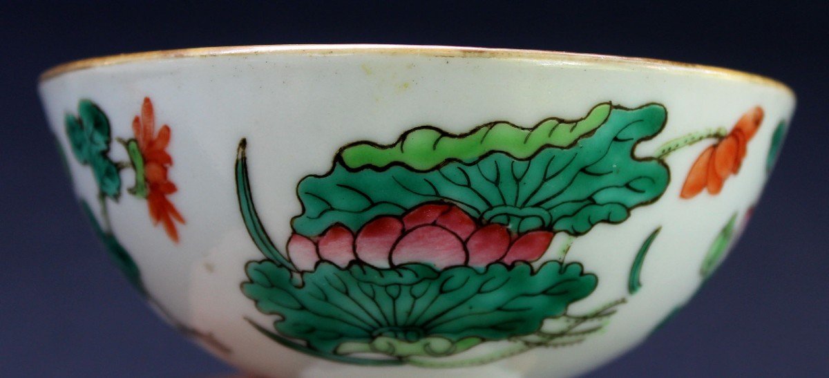 Paire De Coupes Anciennes En Porcelaine Chinoise. Famille Rose. Chine. XIXe Siècle.-photo-4
