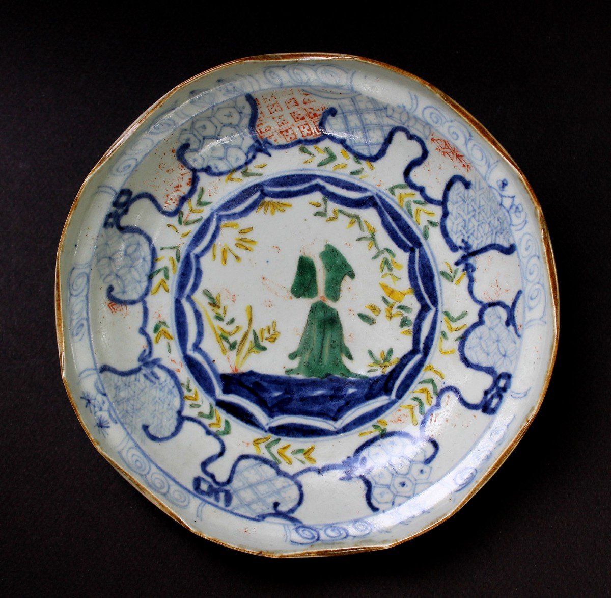Antique 17th Century Japanese Porcelain Dish Chinese Ming Style Tainqi Mark