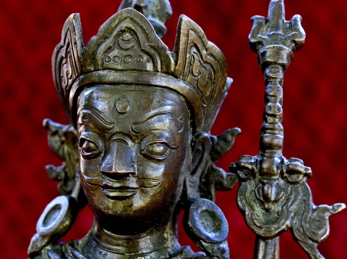 Padmasambhava Guru Rinpoché Bronze Tibétain Antique.  Tibet. Bouddhiste. Bouddha.-photo-1