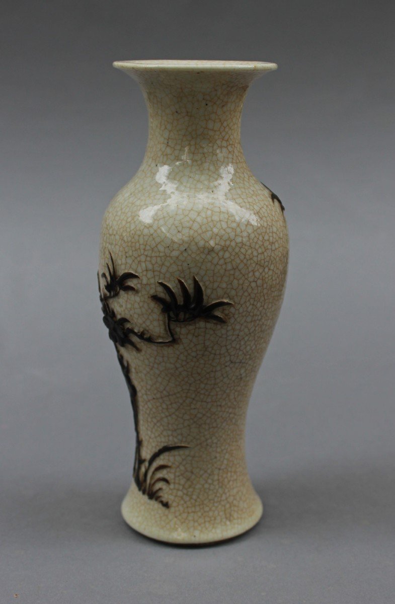 Vase Ancien En Porcelaine Chinoise Glaçure Craquelée Avec Décor Superposé-photo-4