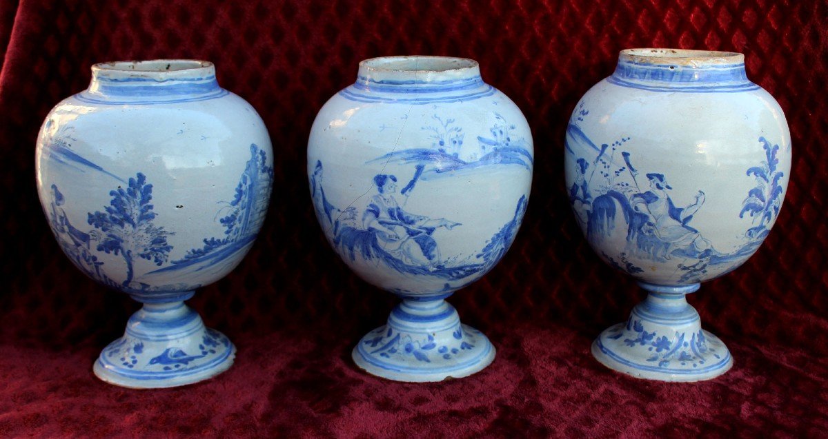 3 Vases En Faïence Italienne De Savona XVIIe / XVIIIe Siècle-photo-3