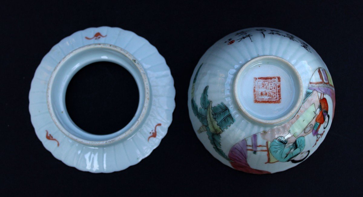 Chinese Porcelain Tea Bowl And Stand 徐子祥 Xu Zixiang Jingdezhen Late Qing / Republic-photo-2