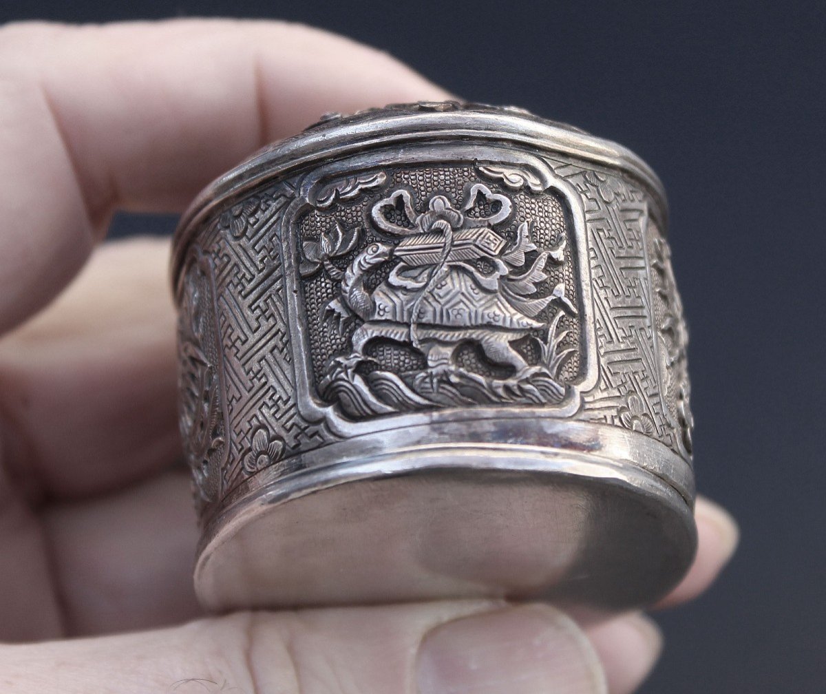 Antique Vietnamese Silver Betel Box From Vietnam -photo-1