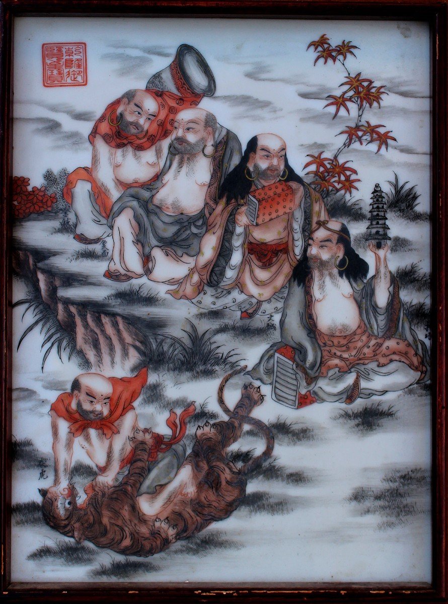 Pair Of Chinese Porcelain Plaques Republic Period-photo-3