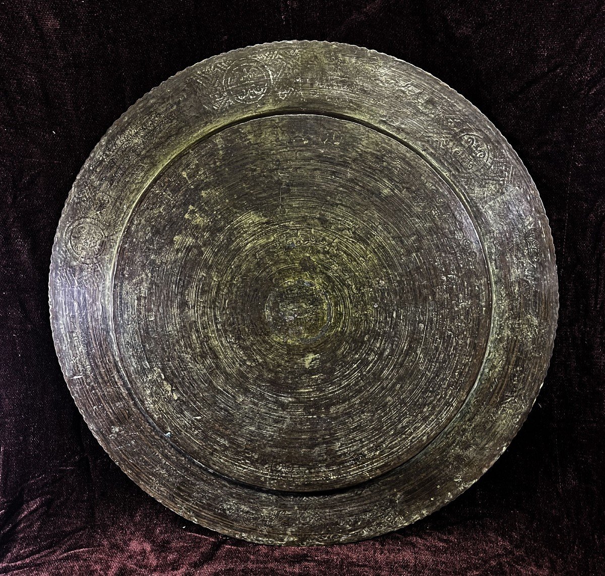 Large Antique Vietnamese Bronze Tray Good Fortune, Health, Courage, Longevity, Prosperity-photo-1