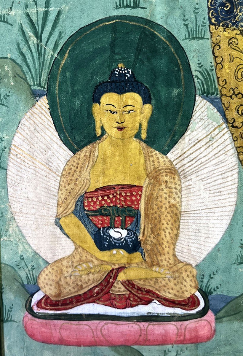 Bouddha Tibétain Antique Thangka Mahakala Bouddhiste-photo-3