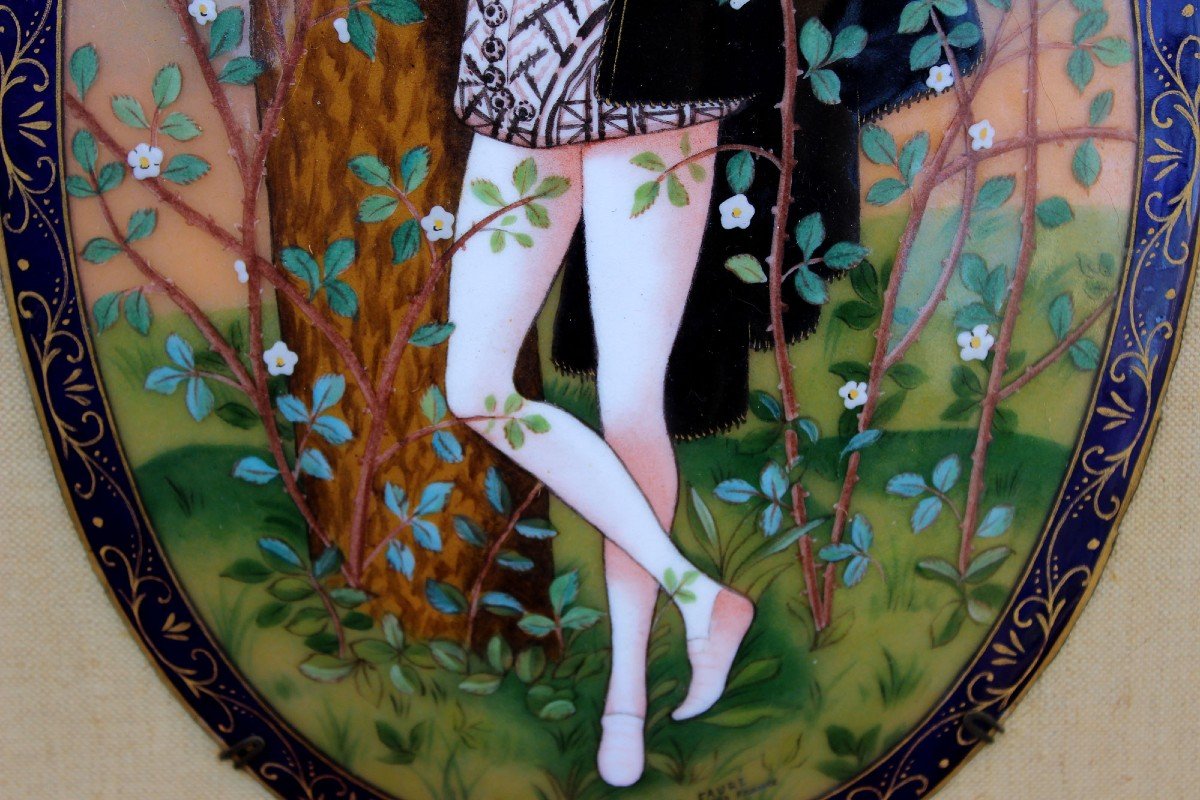 Limoges Enamel Painting Faure Young Gallant After Nicholas Hilliard Homoerotic -photo-3