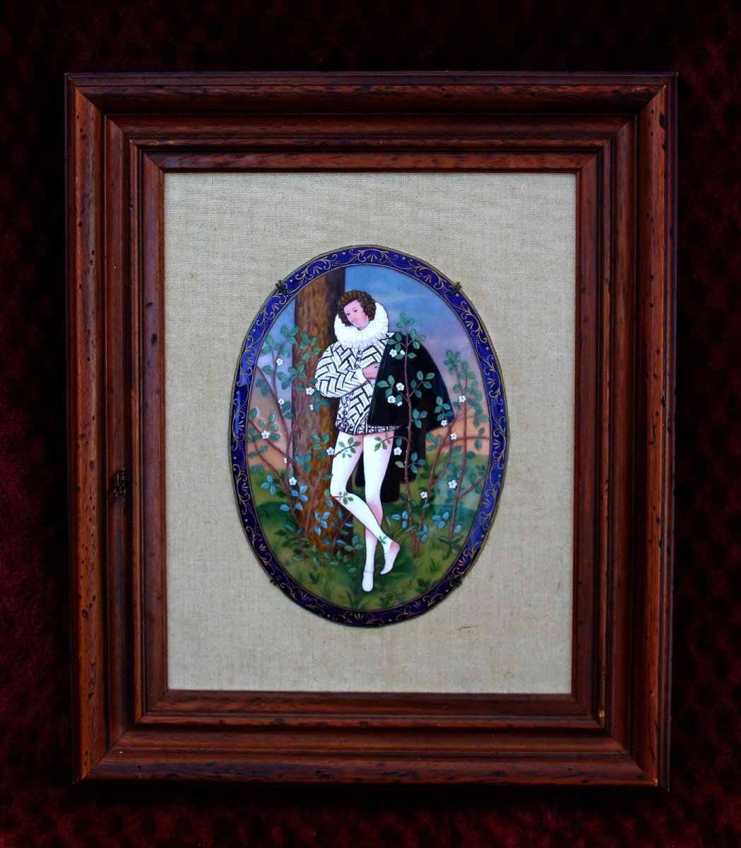 Limoges Enamel Painting Faure Young Gallant After Nicholas Hilliard Homoerotic 