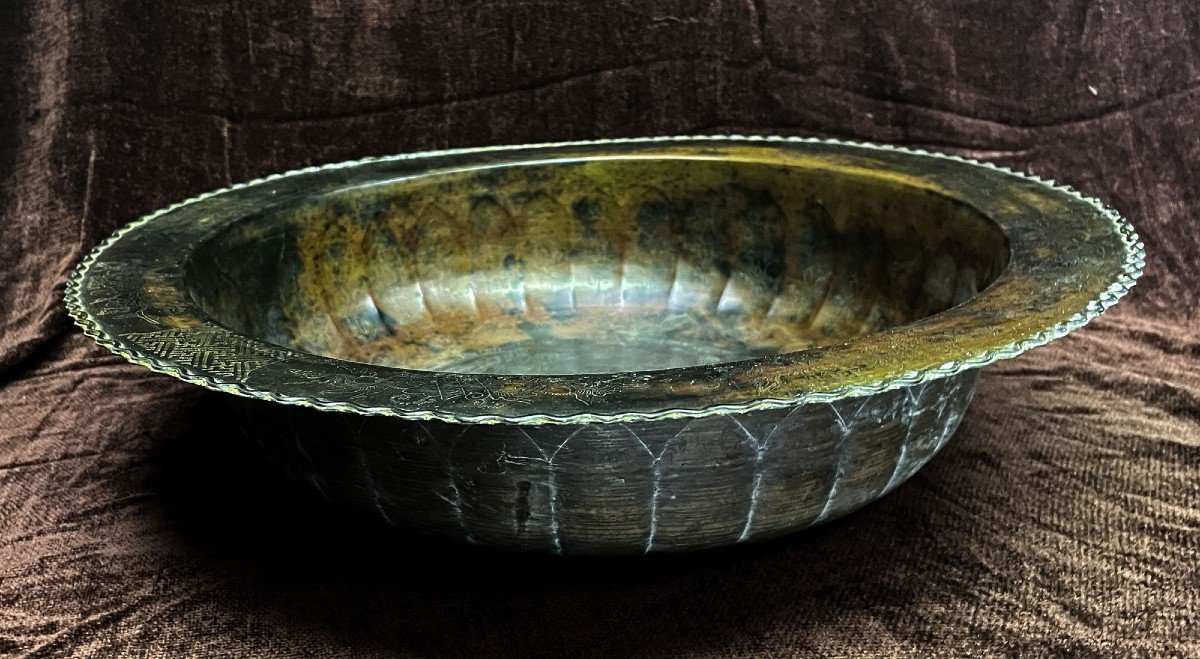 Large Antique Vietnamese Bronze Bowl Longevity Auspicious Buddhist Beasts-photo-4