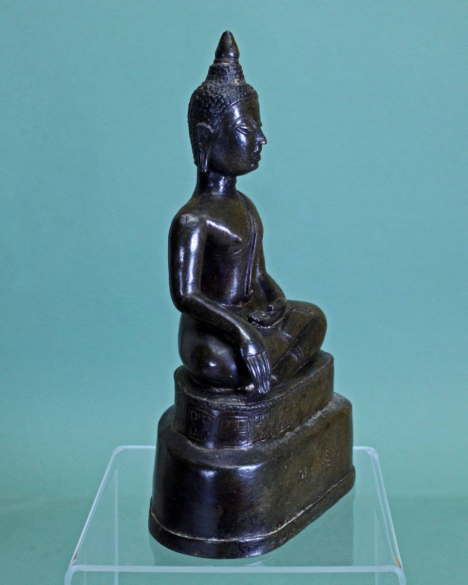 Bouddha Antique Thaïlandais En Bronze, Chiang Saen, Royaume De Lanna XVe/xvie Siècle, Inscrit -photo-2
