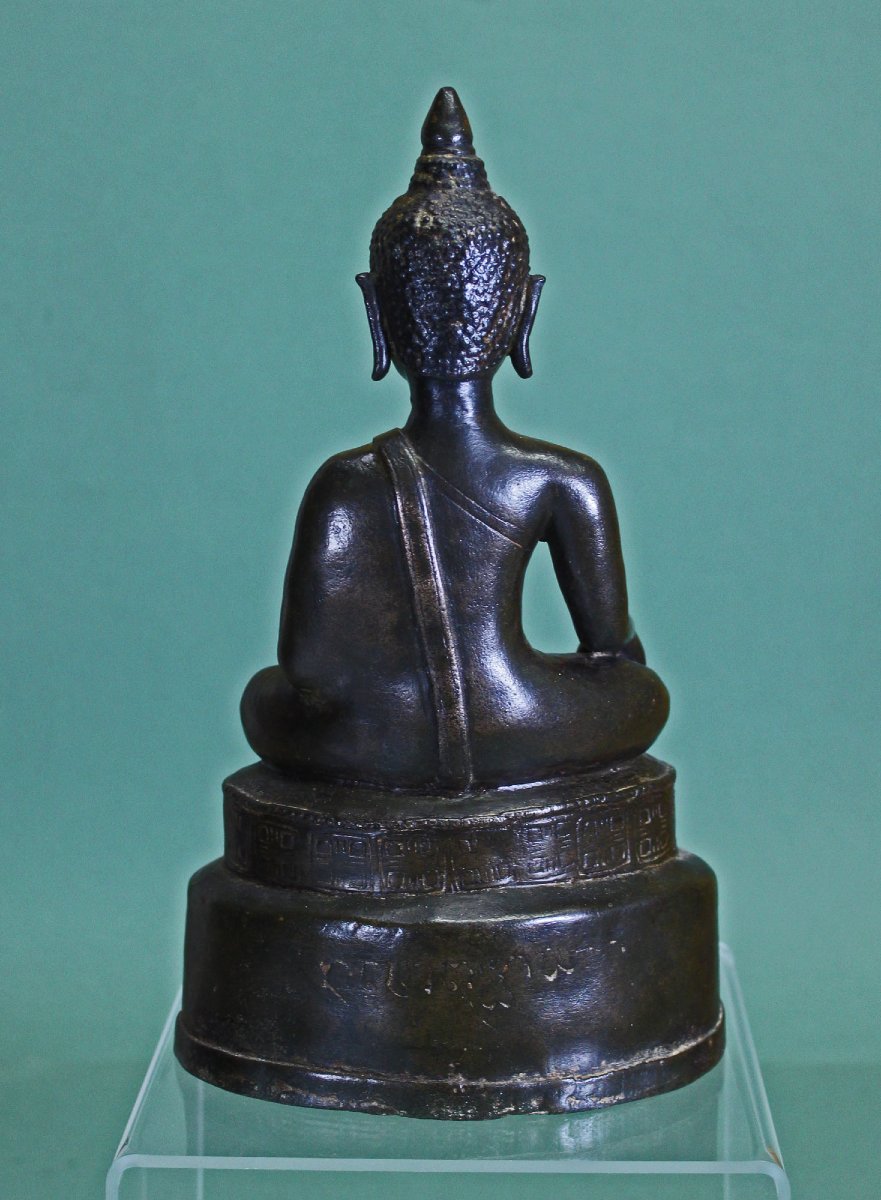Bouddha Antique Thaïlandais En Bronze, Chiang Saen, Royaume De Lanna XVe/xvie Siècle, Inscrit -photo-3