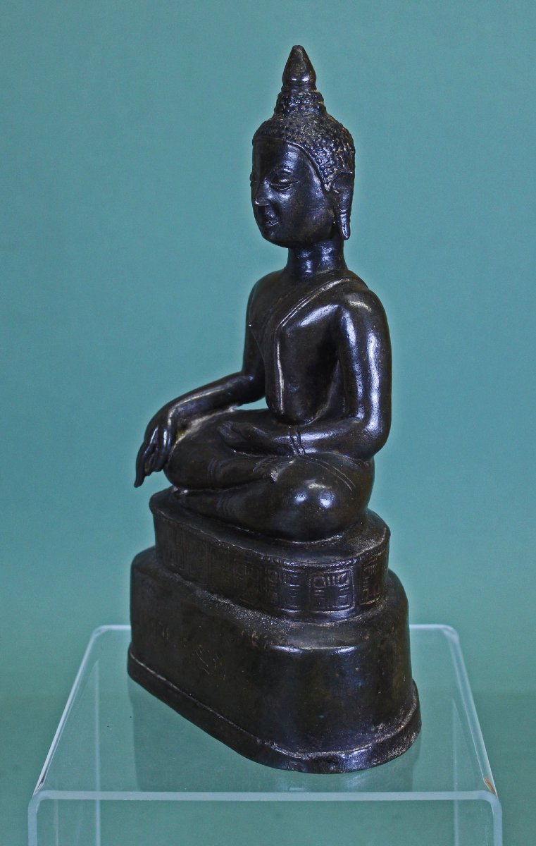 Bouddha Antique Thaïlandais En Bronze, Chiang Saen, Royaume De Lanna XVe/xvie Siècle, Inscrit -photo-4