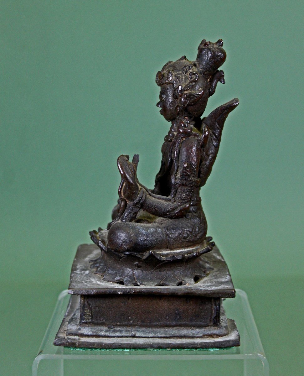 Bronze Bodhisattva Java, Indonesia Classical Period, 12th/13th Century-photo-3