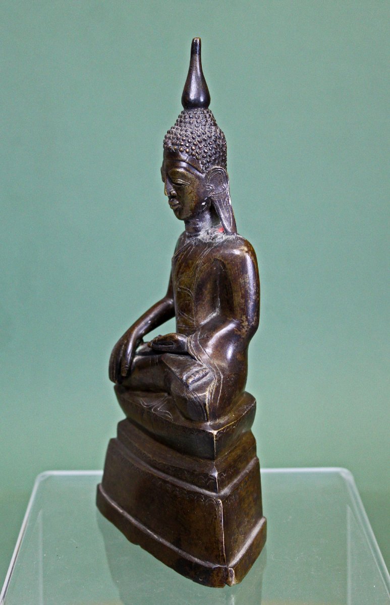 Buddha, Bronze, Burma, Shan, 18th Century. Votive Inscription On The Reverse.-photo-1
