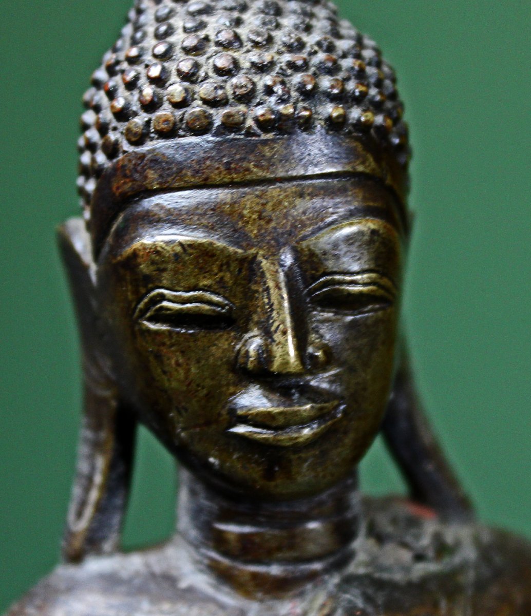 Buddha, Bronze, Burma, Shan, 18th Century. Votive Inscription On The Reverse.-photo-2