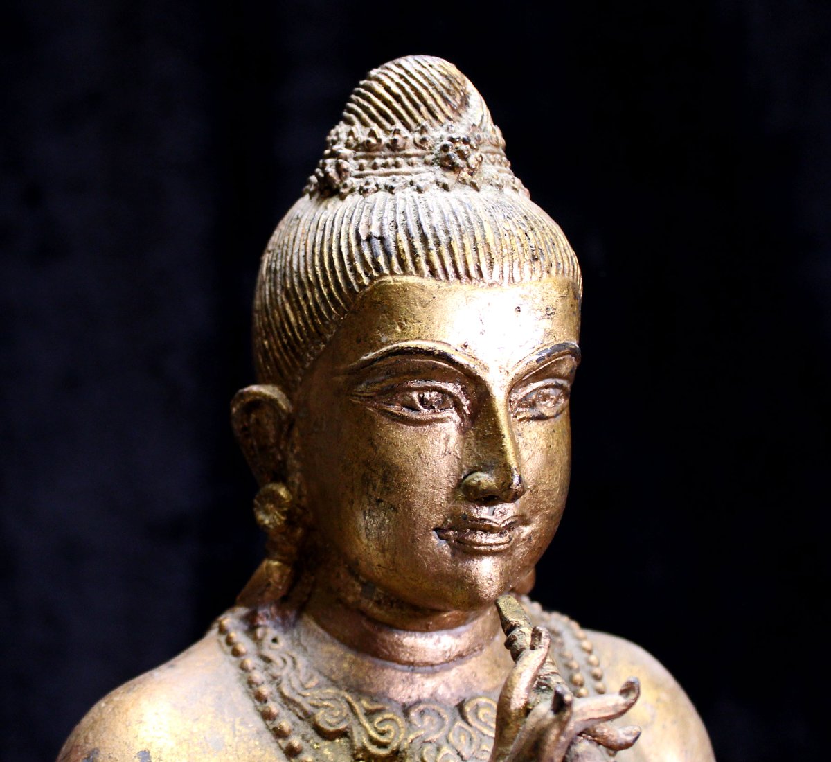 Antique Thai Gilt Bronze Rattanakosin Phra Aphai Mani Flute Player  -photo-2