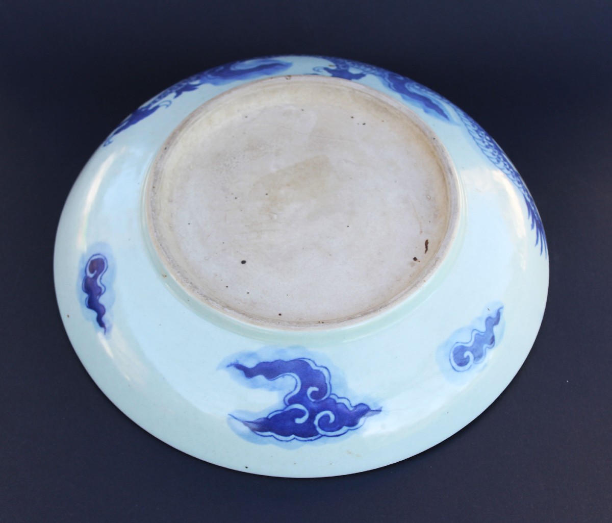 Grand Plat En Porcelaine Chinoise Bleu Et Blanc Dragon, Dynastie Qing, Période Guangxu -photo-4